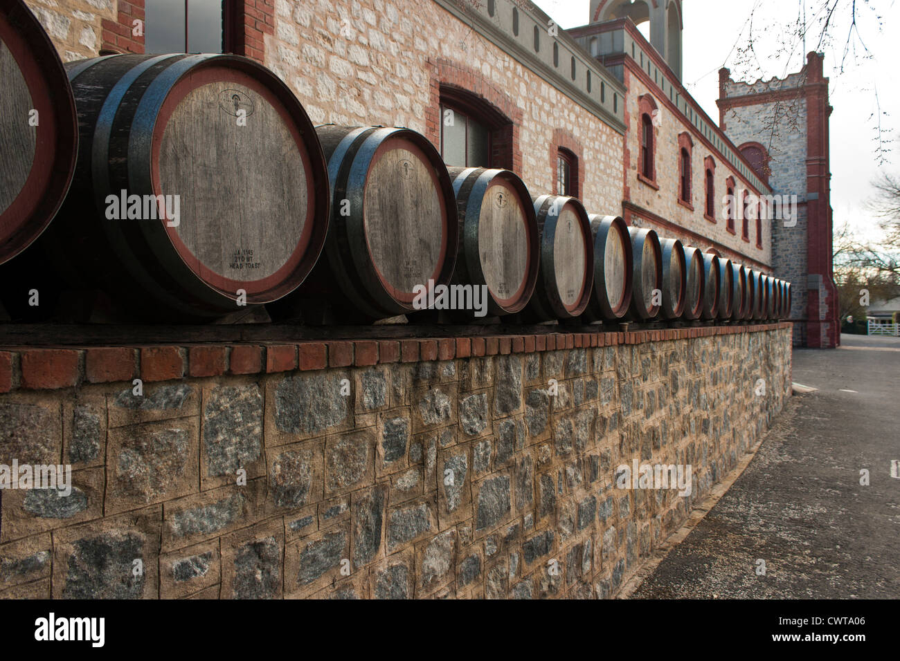 Wine Barrels at Yalumba Winery South Australia Stock Photo