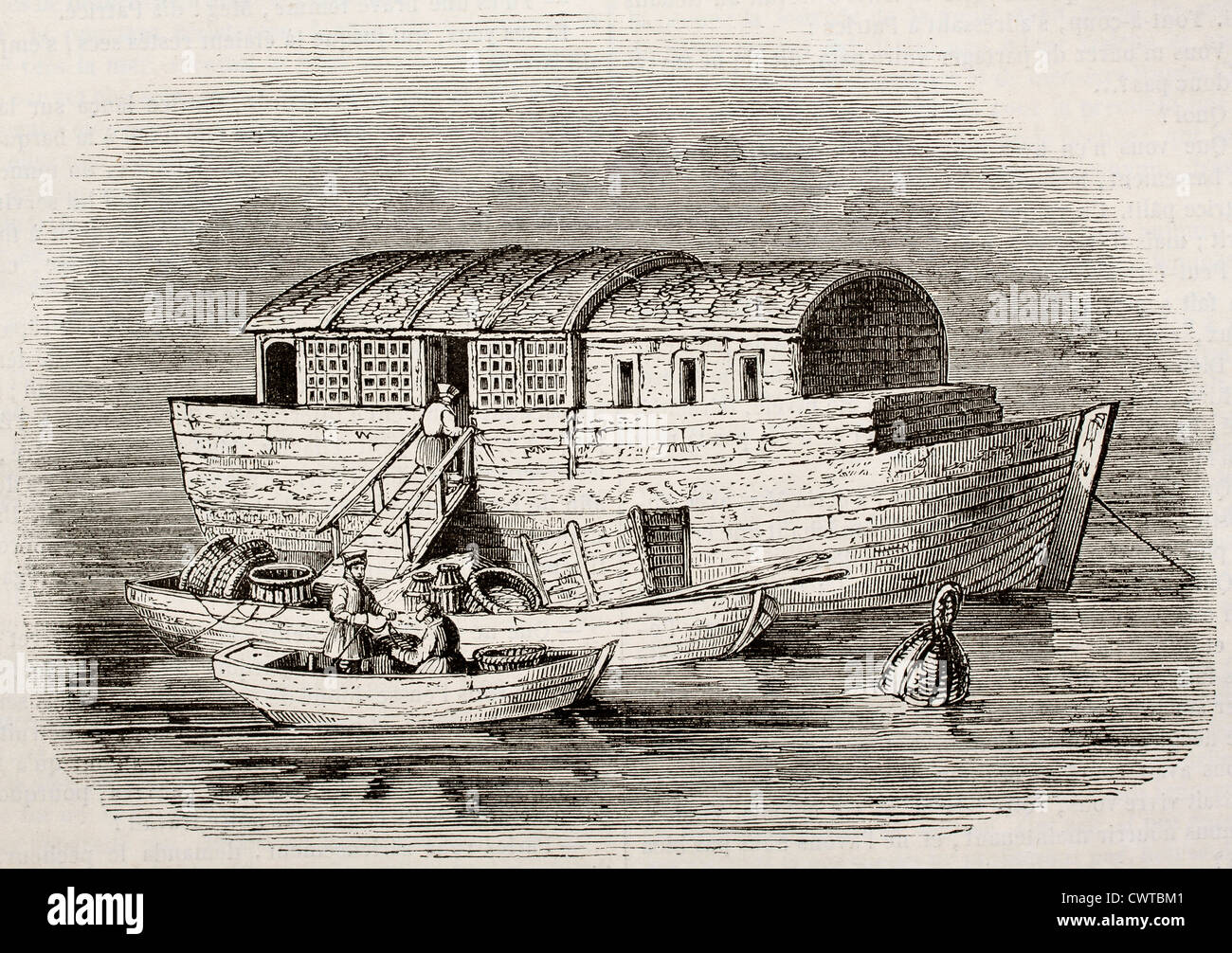 Russian fish merchants boat Stock Photo - Alamy