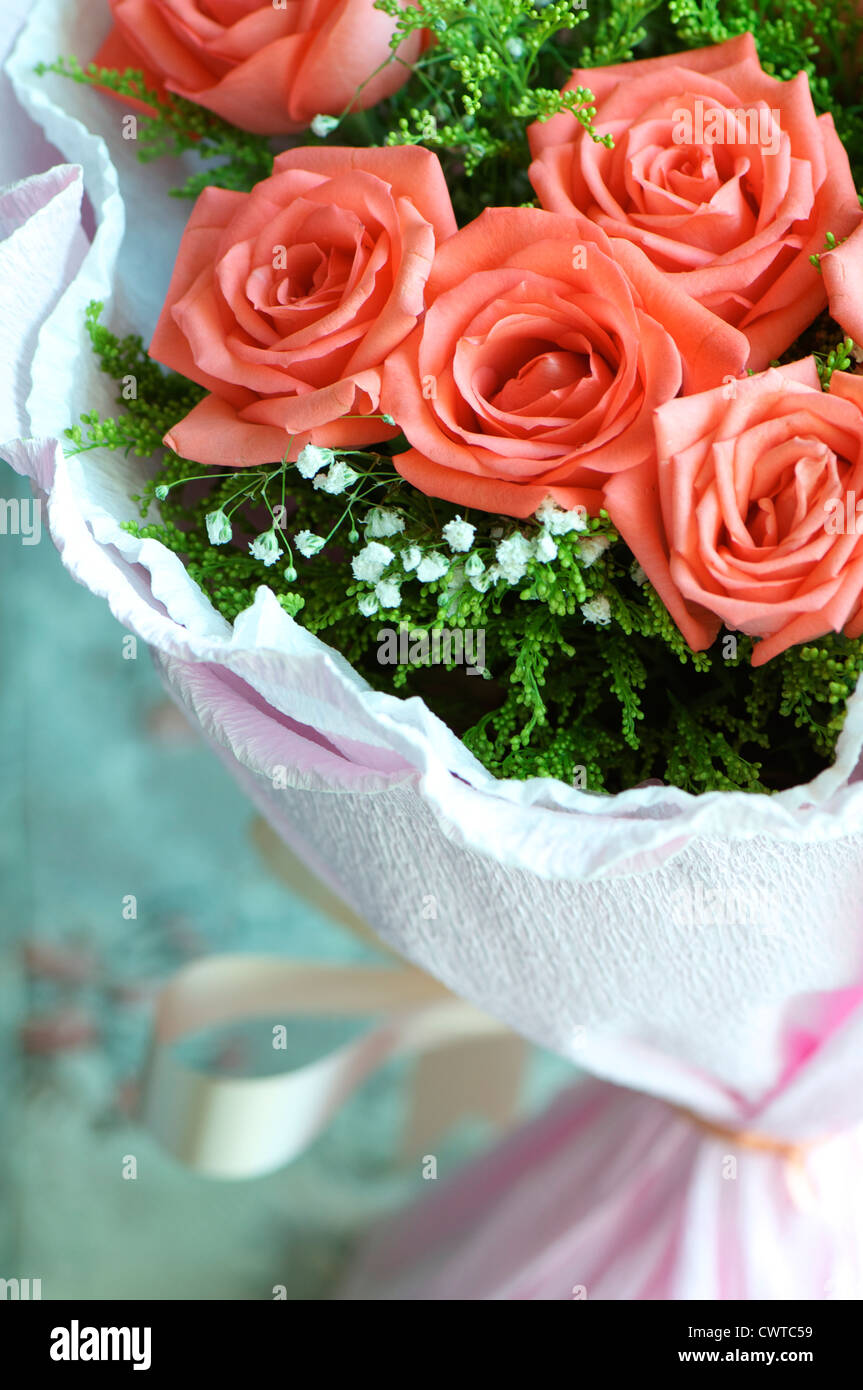 Pink rose close up to see the detail texture of flower Stock Photo - Alamy