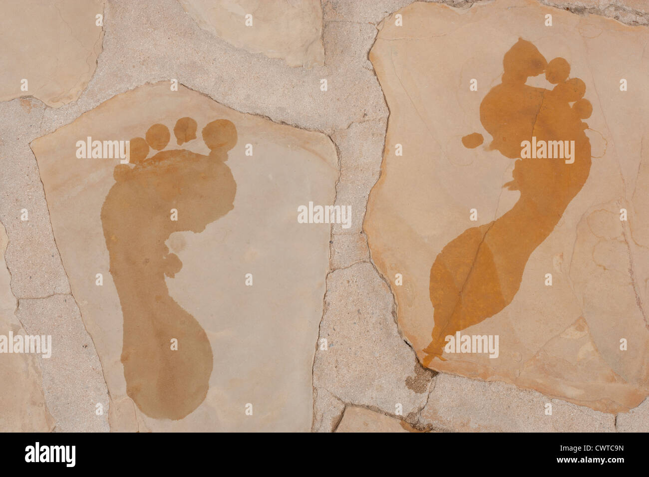 wet footprint on stone surface Stock Photo Alamy