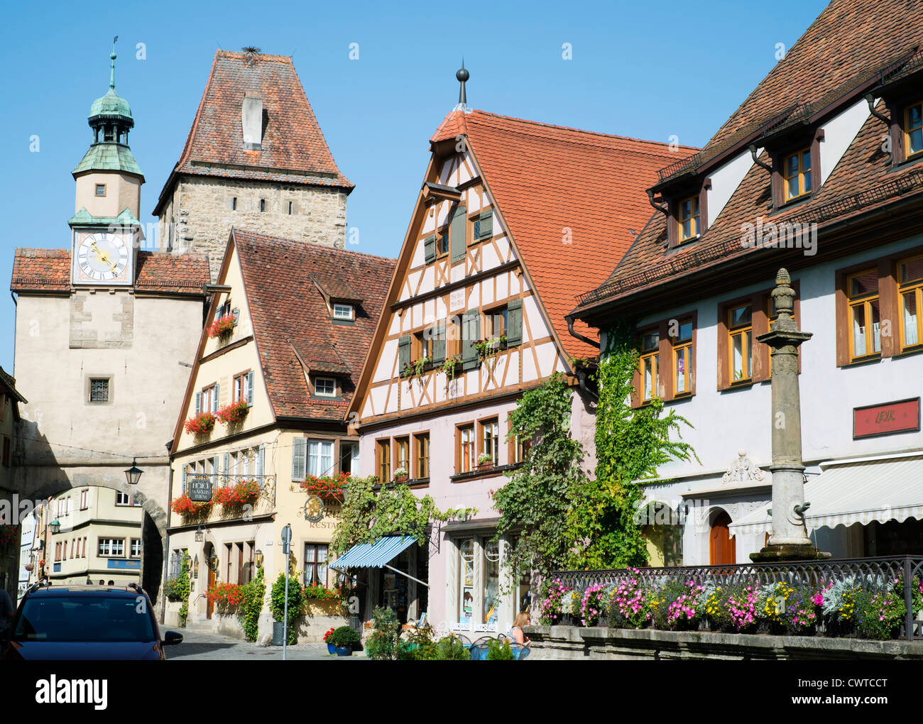Rothenburg ob der Tauber medieval town in Bavaria Germany Stock Photo