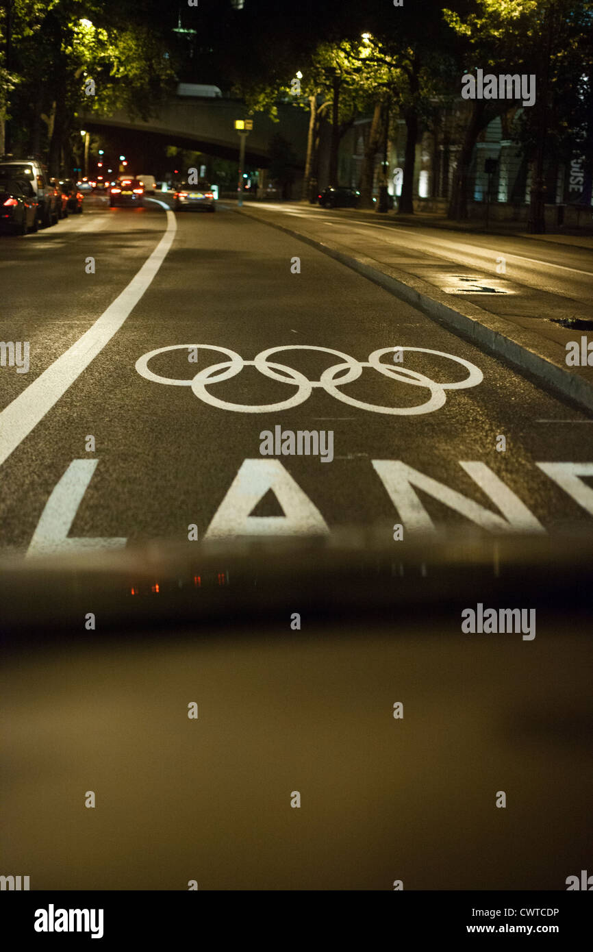 London 2012 Olympics Traffic Route markings on the road. Photo taken on ...