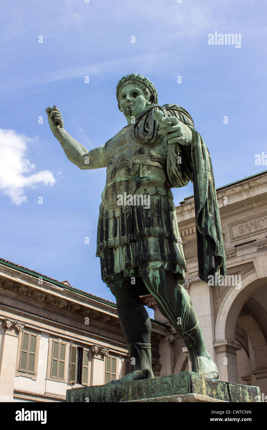 Italy, Lombardy, Milan, statue of roman emperor Costantino Stock Photo