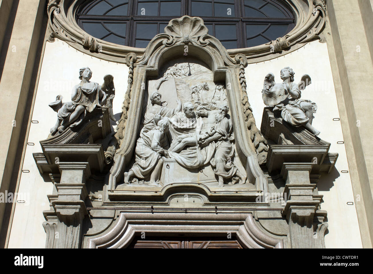 Italy, Lombardy, Milan, Santa Maria della Passione church, door detail Stock Photo