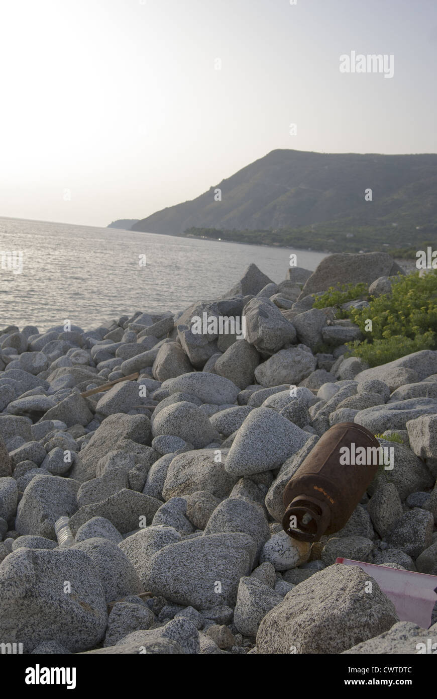 Nature.seaside landscape with some rubbishes Stock Photo