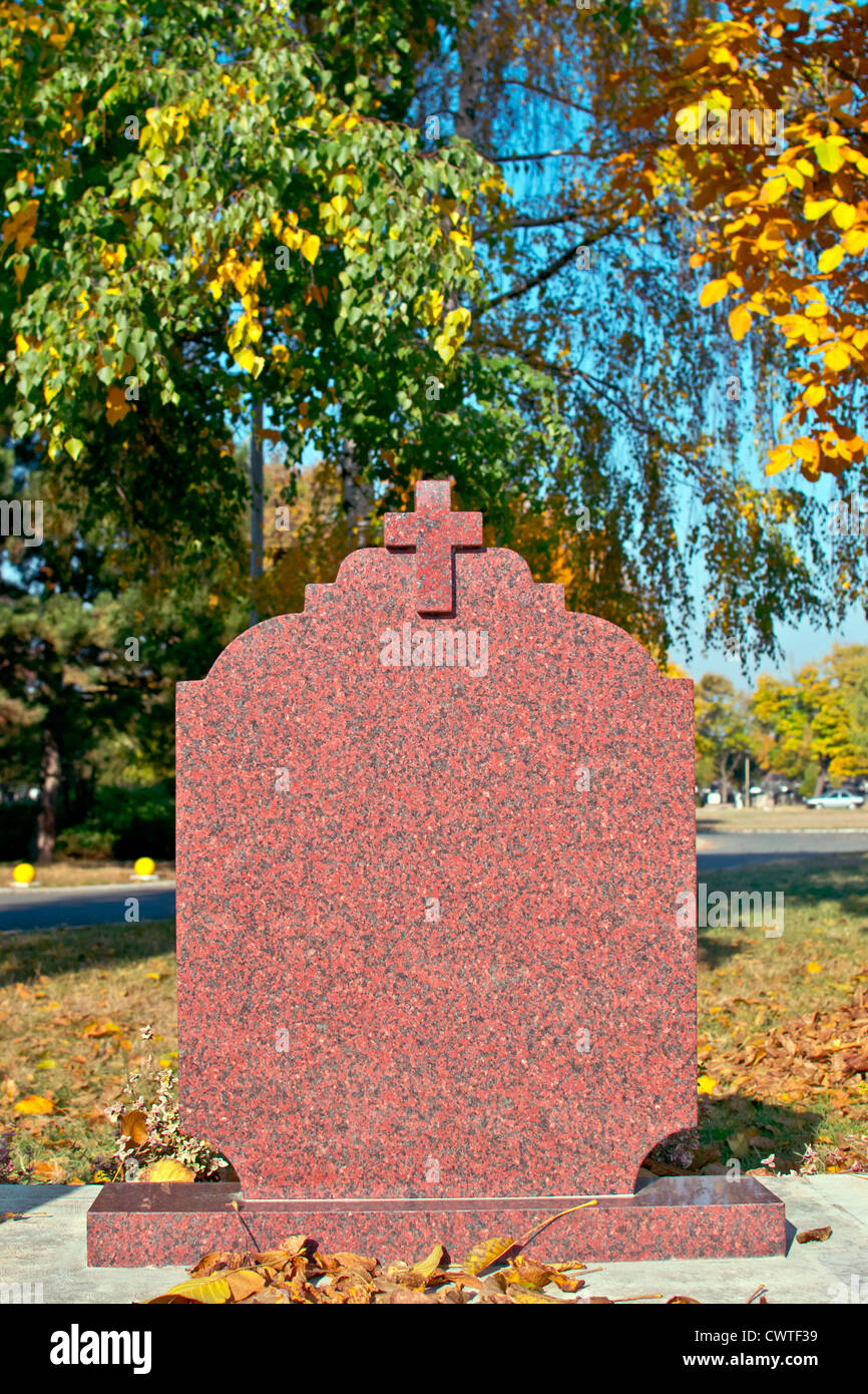 Blank gravestone, ready for an inscription Stock Photo