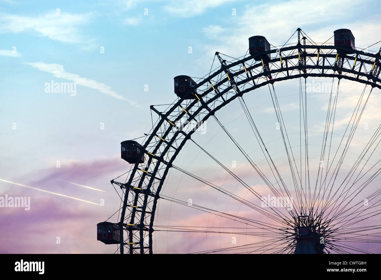 Famous and historic Ferris Wheel of prater park vienna Stock Photo