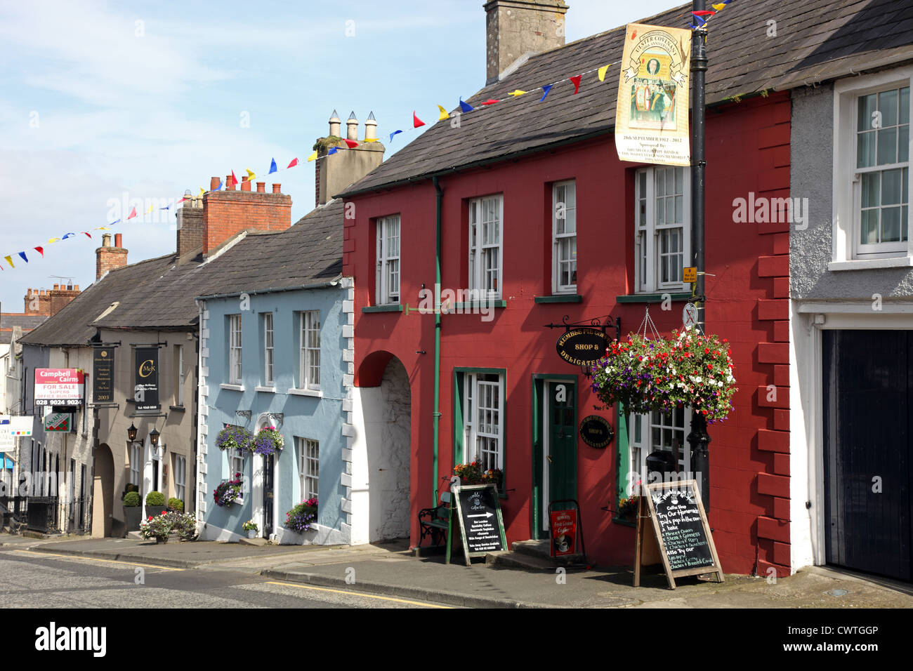 Main Street in the small Georgian town of Hillsborough, Co. Down; Northern Ireland Stock Photo