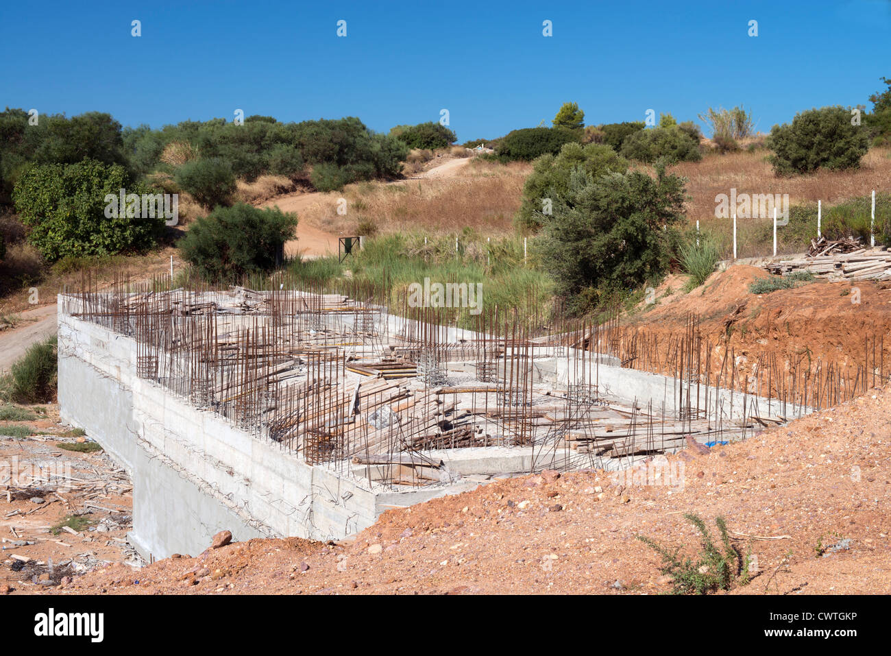 Part built reinforced concrete building spoiling the landscape Stock ...