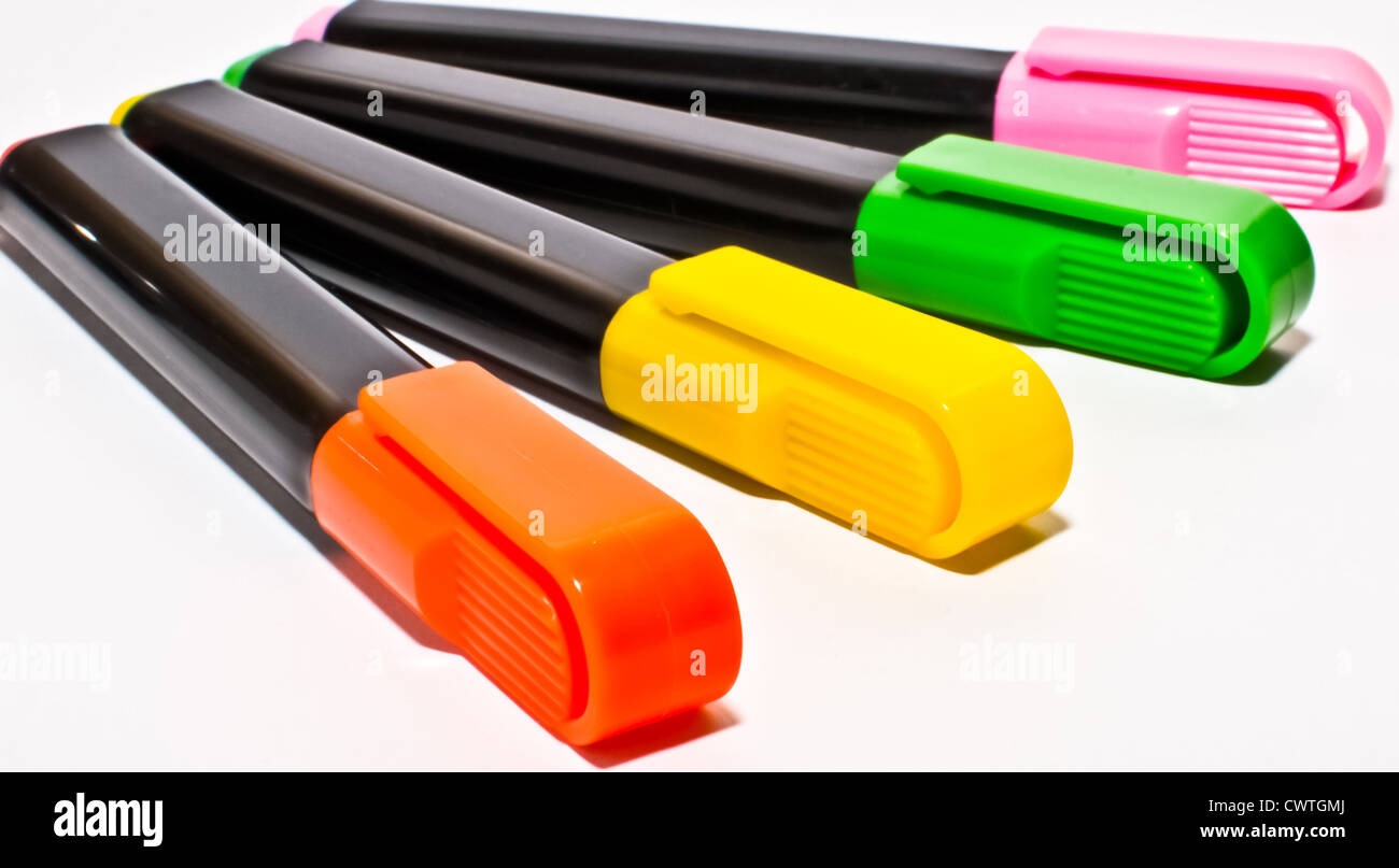 Highlighter isolated on white background marker Stock Photo