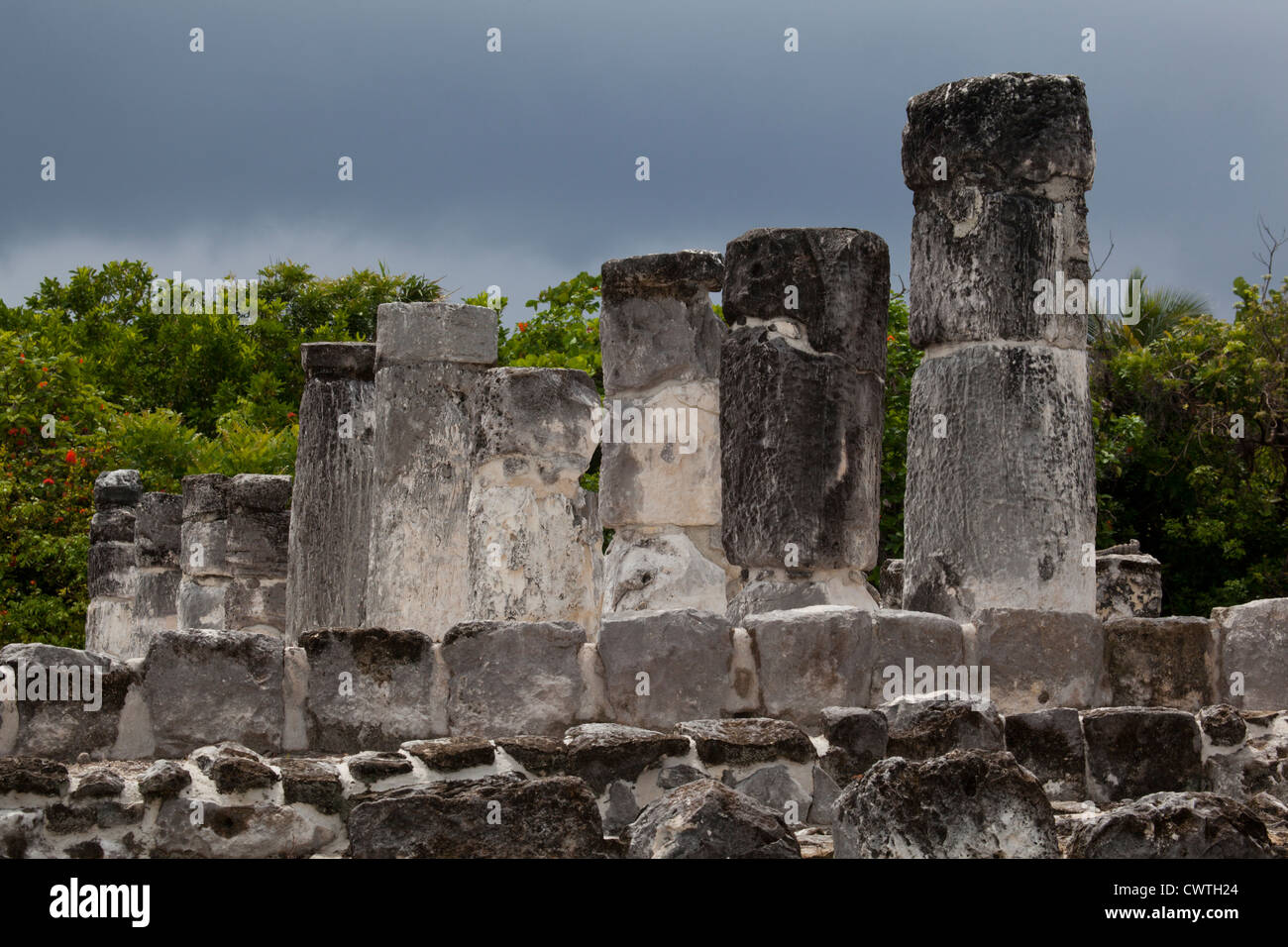 Ruinas del Rey Mayan ruins in Cancun, Mexico Stock Photo