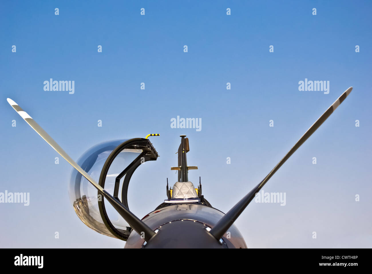 front view of propeller stunt airplane close up Stock Photo