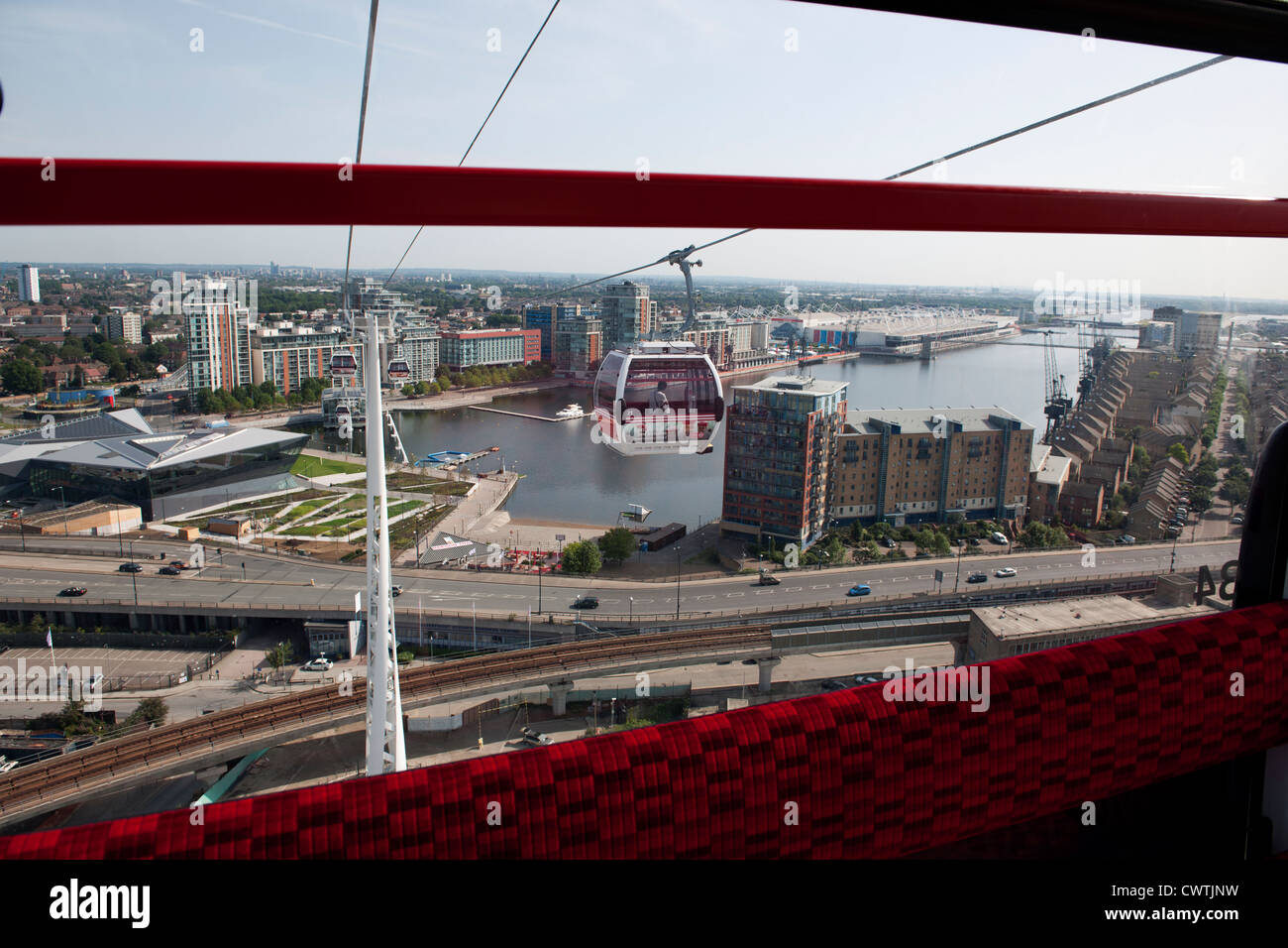 The Emirates Air Line Cable Car system crossing the River Thames from ...
