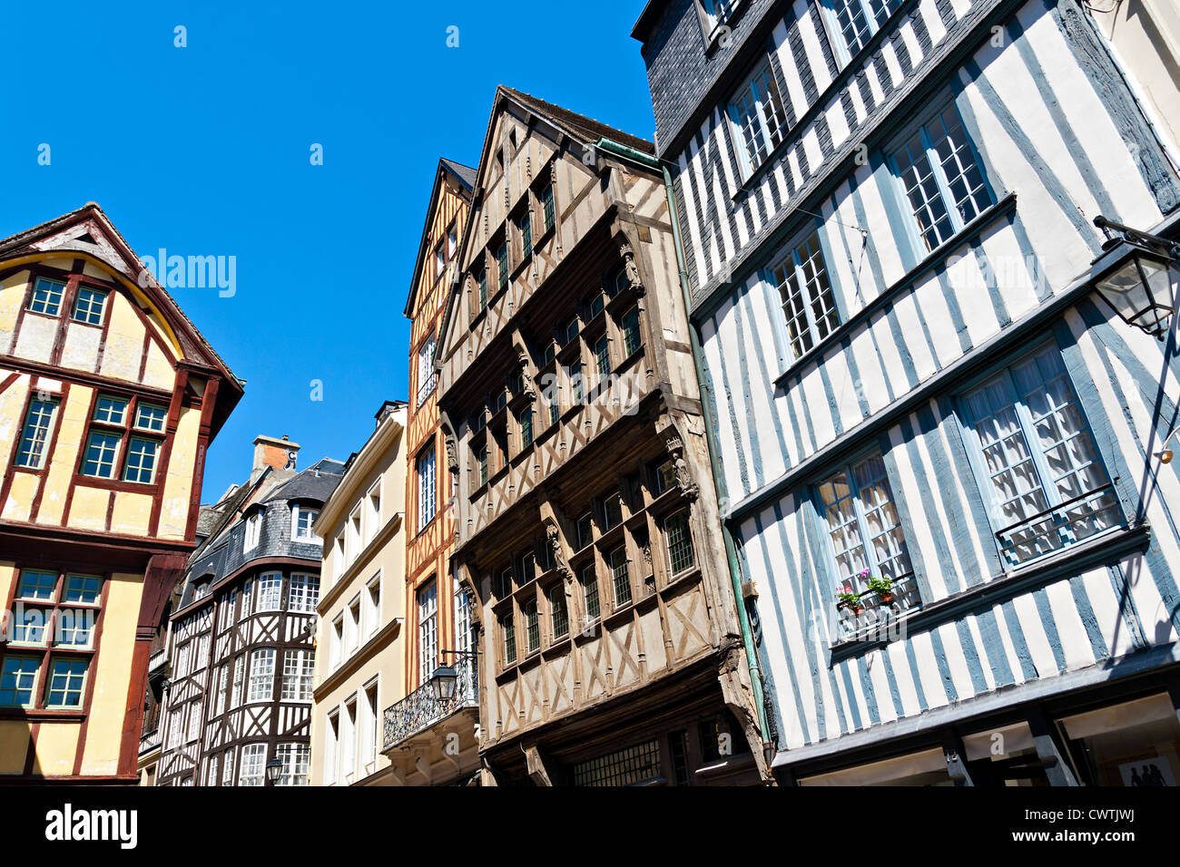 Half-Timbered Houses at Rouen, Normandy, France Stock Photo