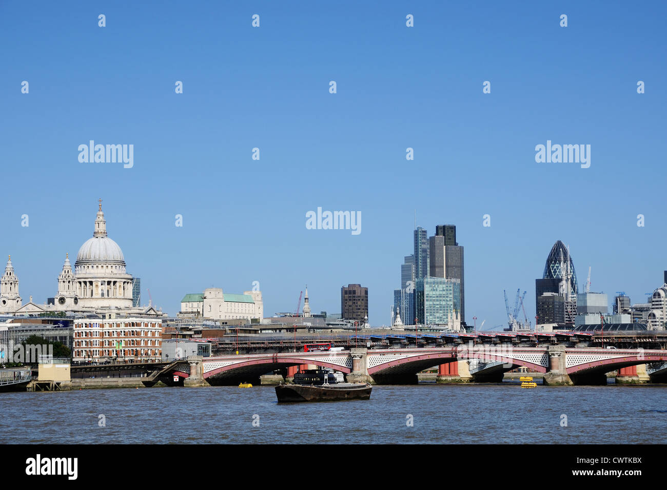 London UK skyline with city and St Paul's cathedral and river Stock Photo