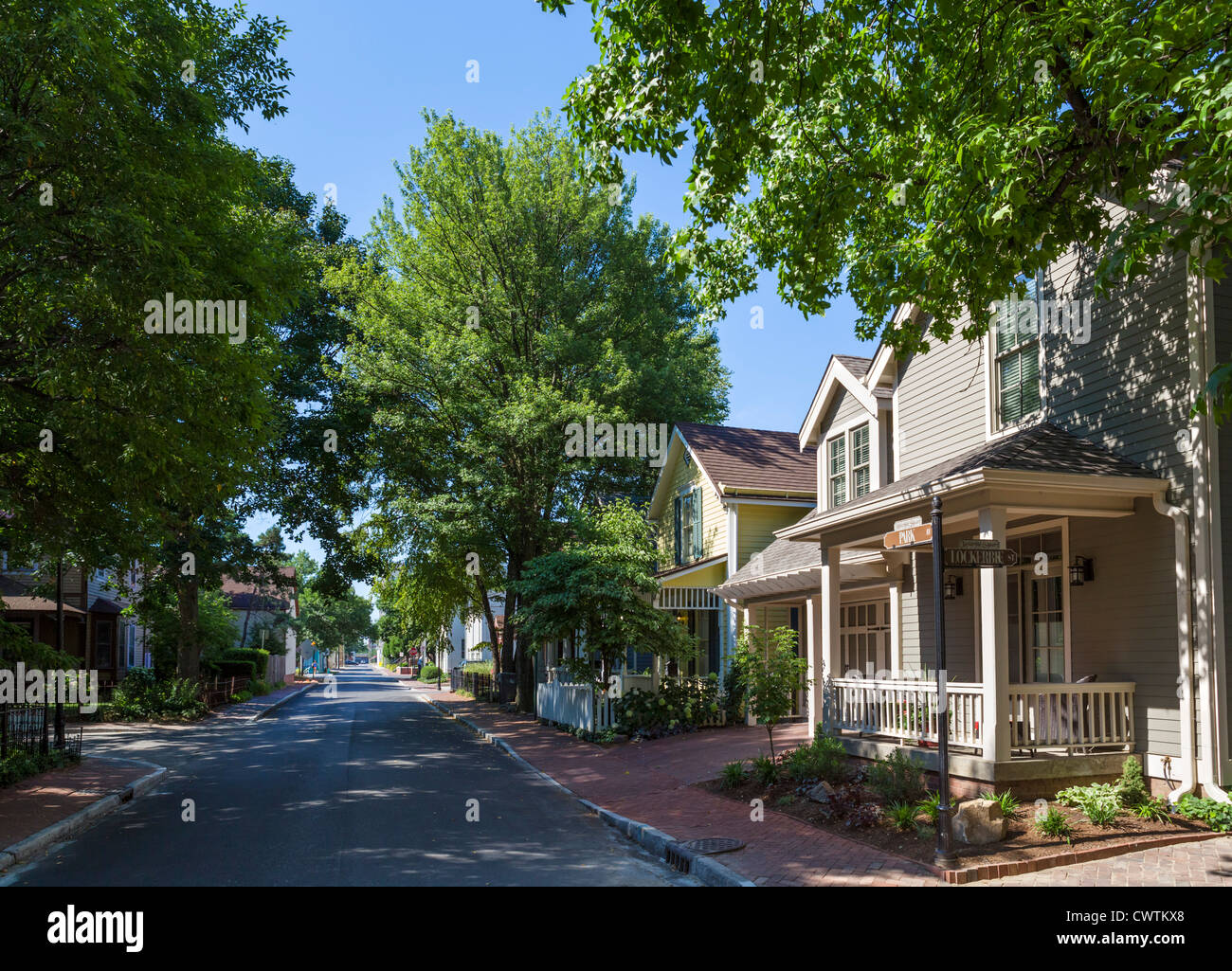 Street in the historic Lockerbie Square district, Indianapolis, Indiana, USA Stock Photo