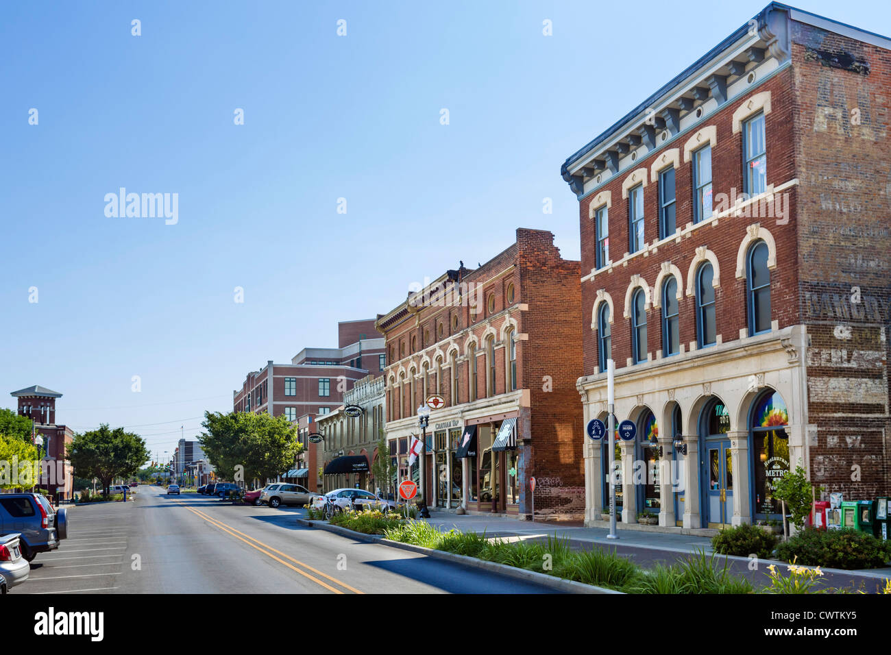 Historic buildings on Massachusetts Avenue, Indianapolis, Indiana, USA Stock Photo