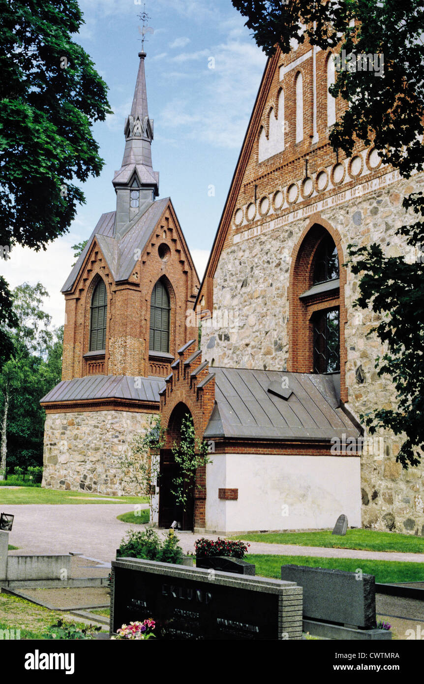 15th century stone Church of St. Lawrence in Vantaa, Finland Stock Photo