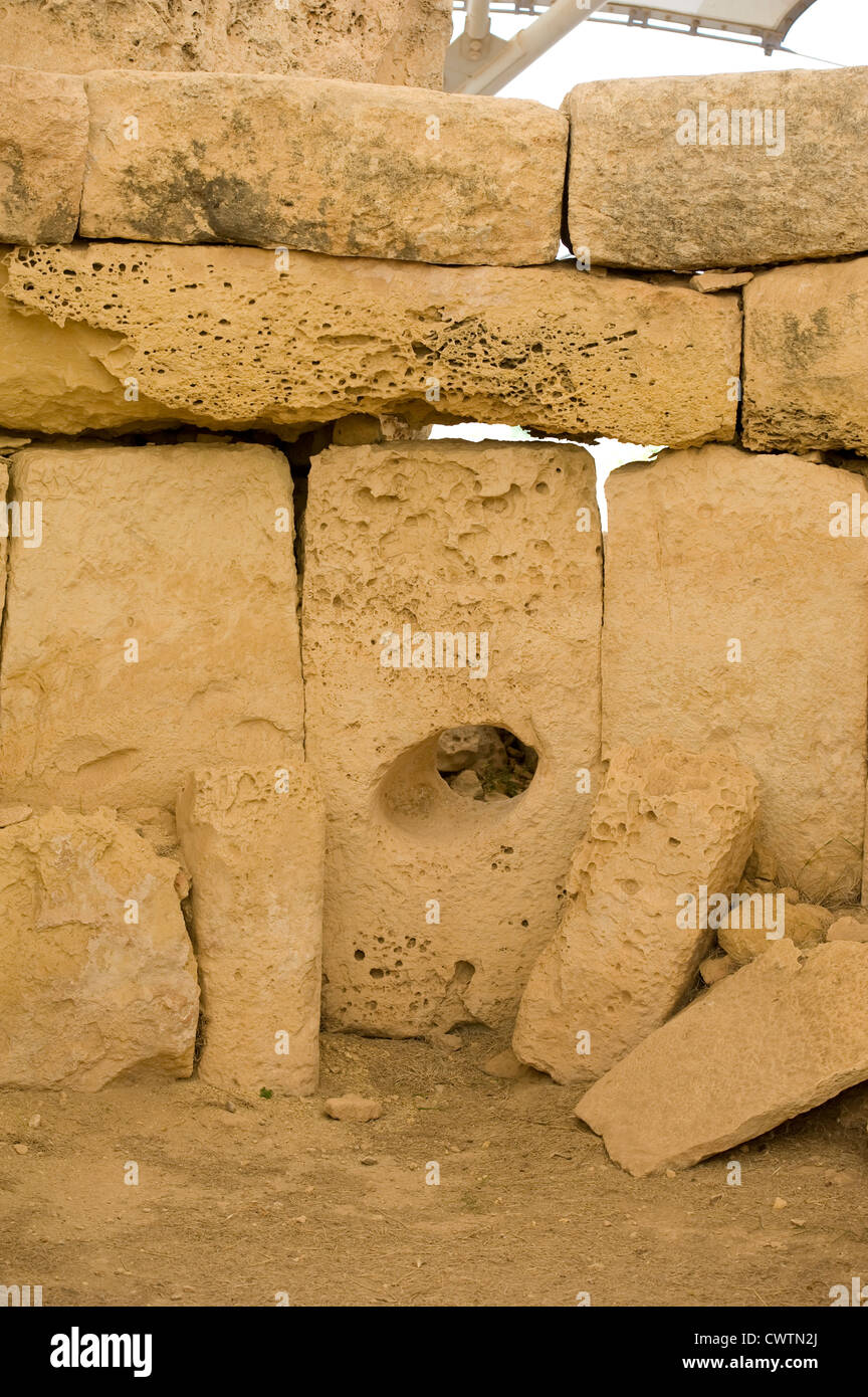 Detail Malta, Hagar Qim, temple,prehistoric megalithic Stock Photo