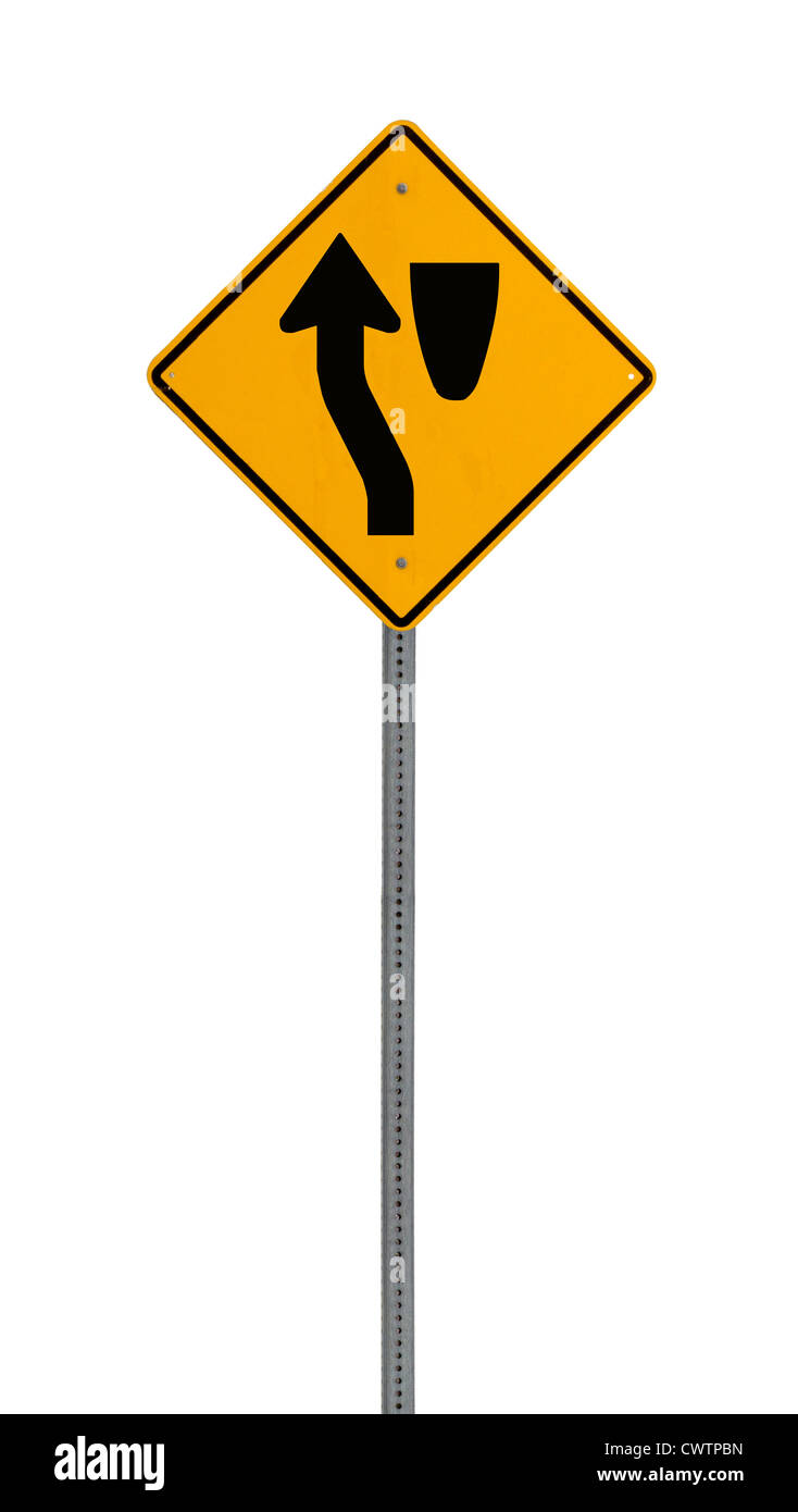 Yellow Rump Sign Road A yellow road warning sign isolated on white. Includes clipping path ...