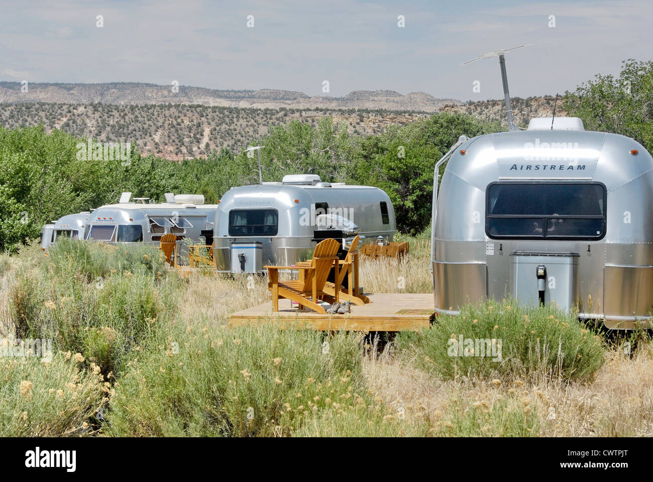 Shooting Star DriveIn Airstream Park in Escalante, Utah Stock Photo