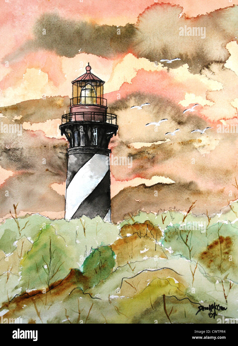 paintings of lighthouses St Augustine Florida Lighthouse Stock Photo