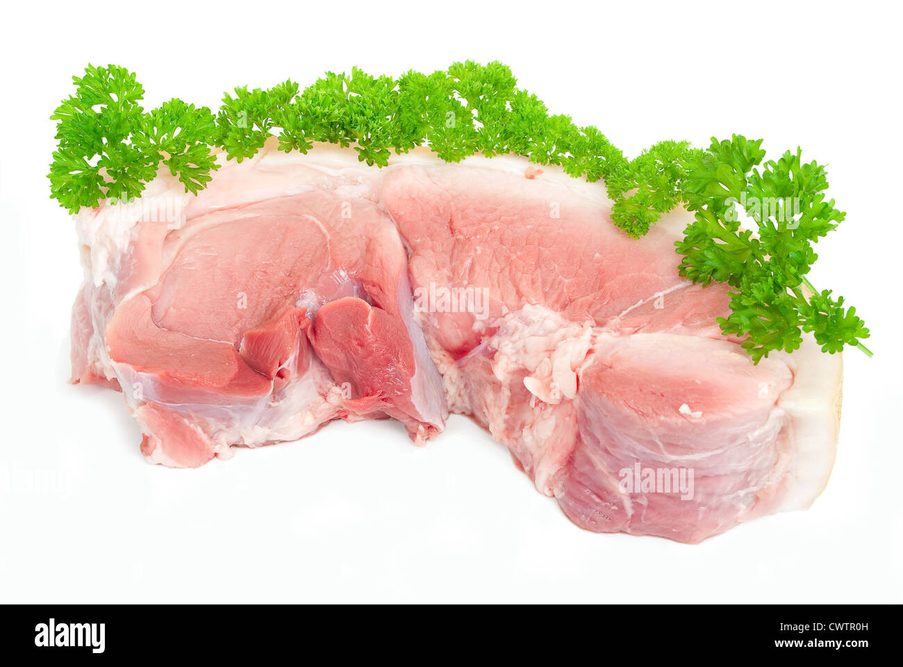 Raw pork with parsley Stock Photo Alamy
