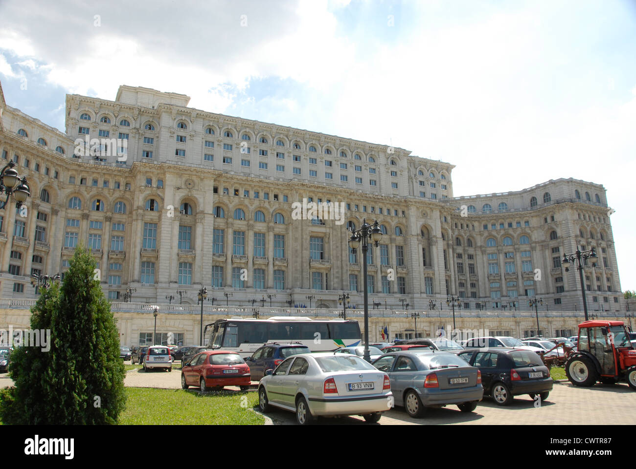 The Palace of the Parliament in Bucharest, Romania.  Also, called People's Palace. Stock Photo