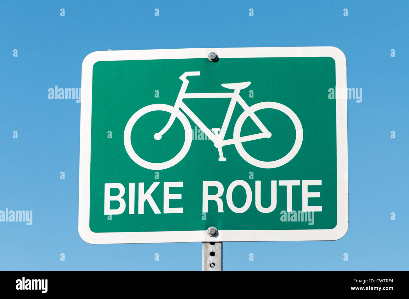 Bike route sign Stock Photo