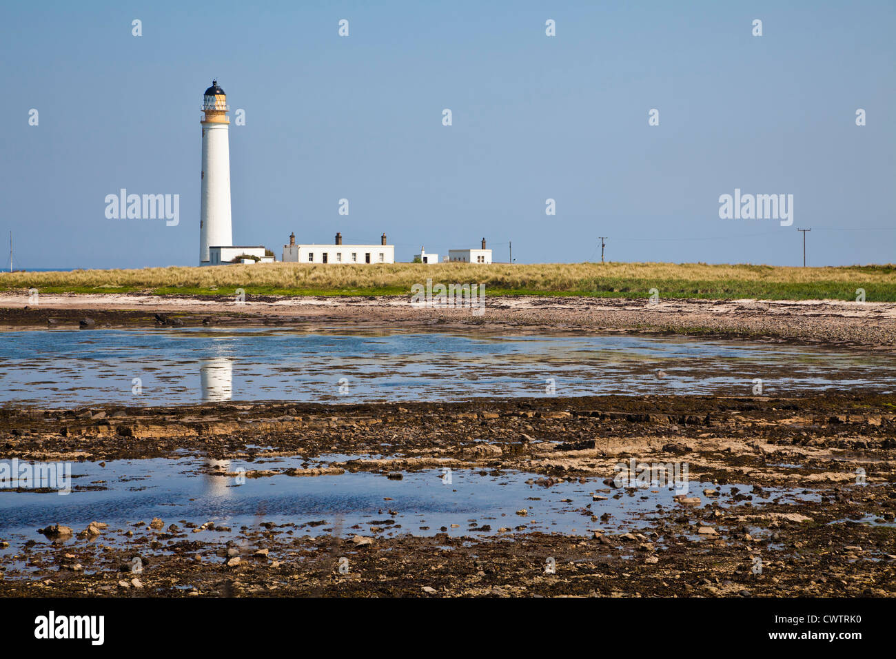 Lighthouse at Barns Ness near Dunbar, East Lothian, Scotland. Stock Photo