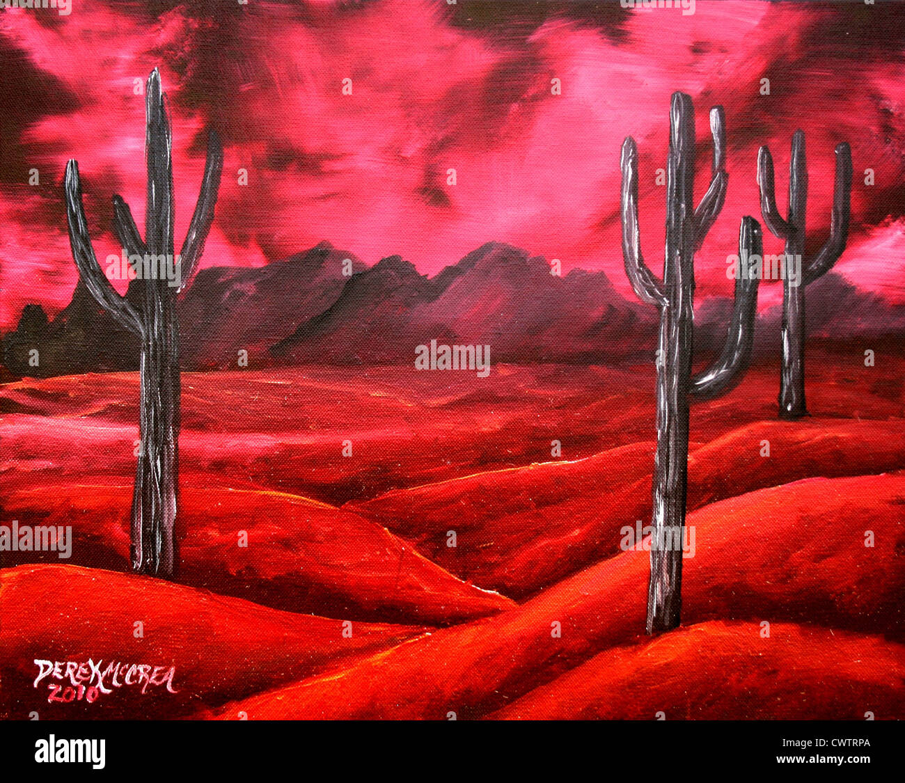 red southwestern landscape acrylic painting modern abstract art oil paintings Stock Photo