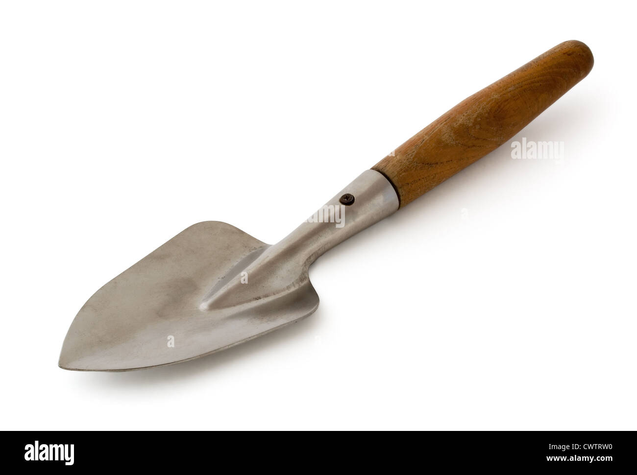 Old garden trowel isolated on white Stock Photo