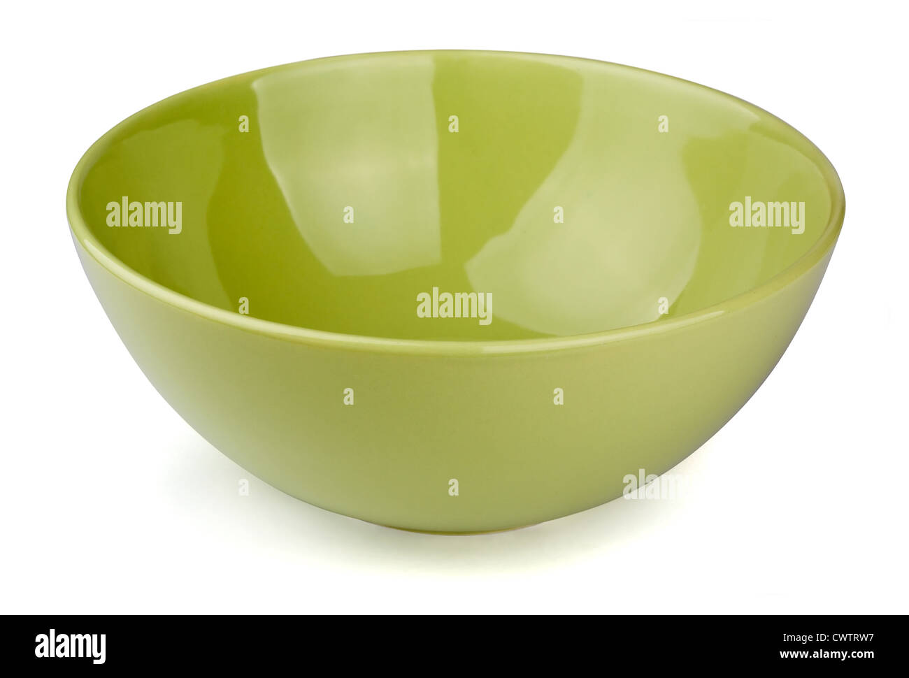 Green empty bowl isolated on white Stock Photo
