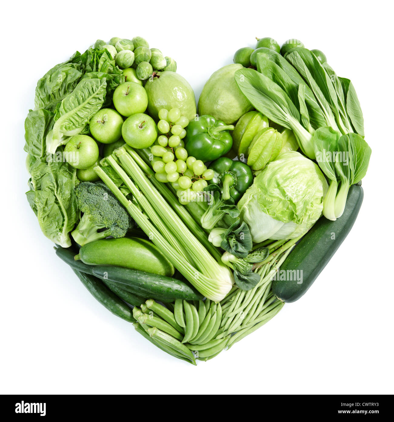 Heart shape green vegetable isolated hires stock photography and
