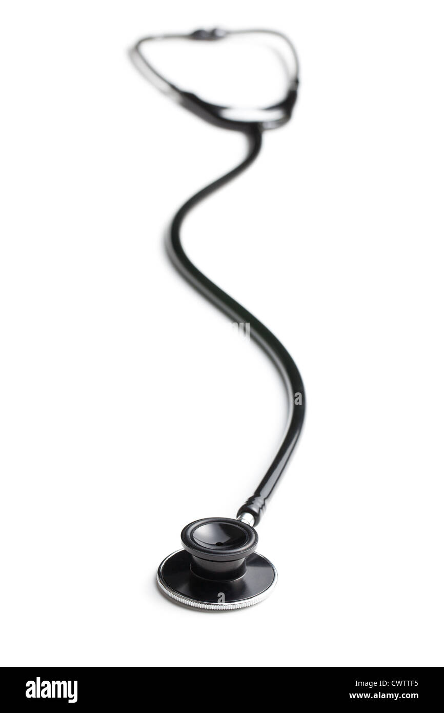 black stethoscope on white background Stock Photo - Alamy