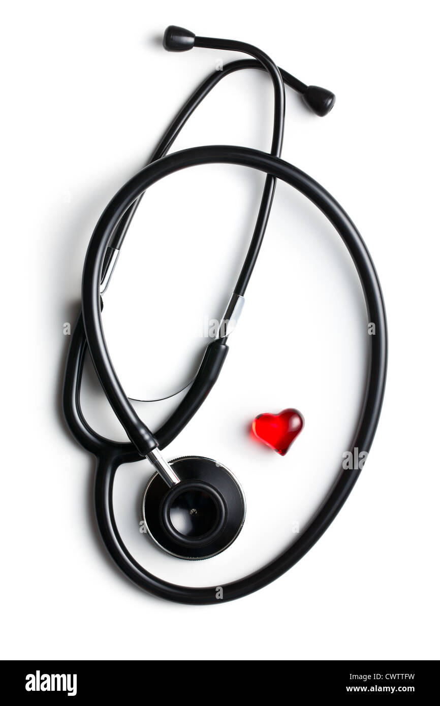 stethoscope and red heart on white background Stock Photo - Alamy