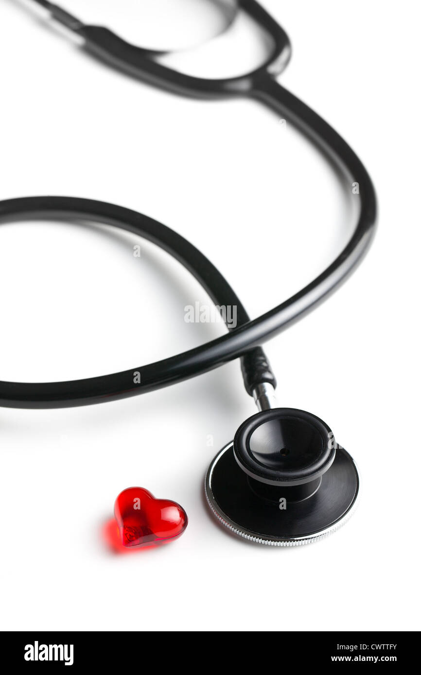 stethoscope and red heart on white background Stock Photo - Alamy
