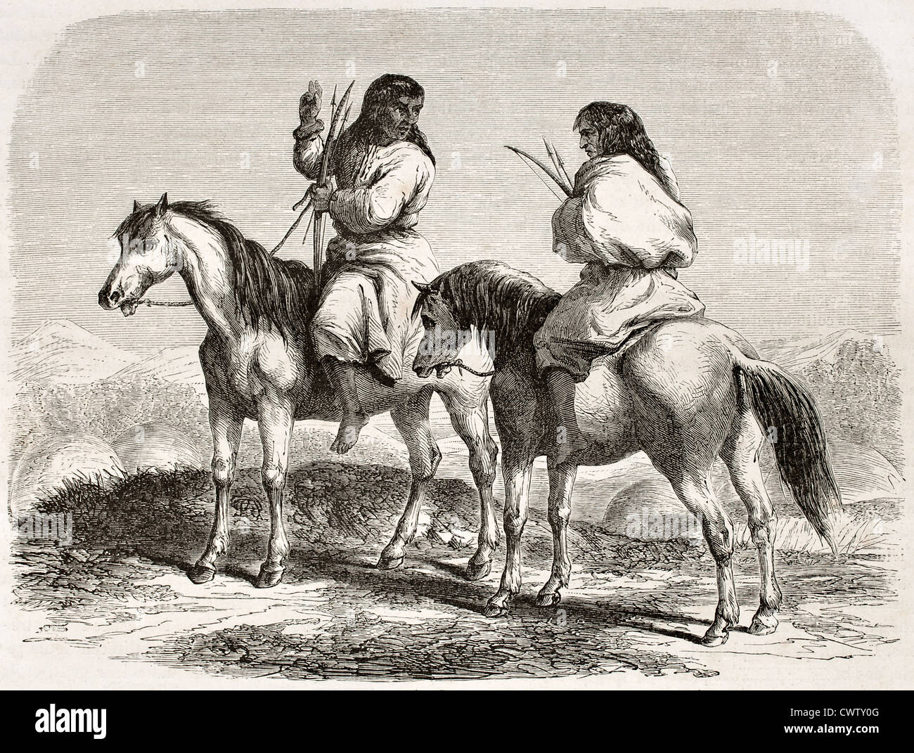 Comanche indians horseback Stock Photo