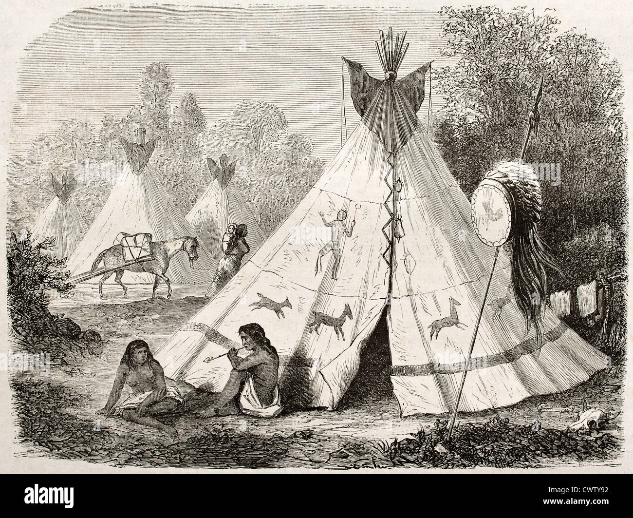 Tepee in Comanche native American camp Stock Photo