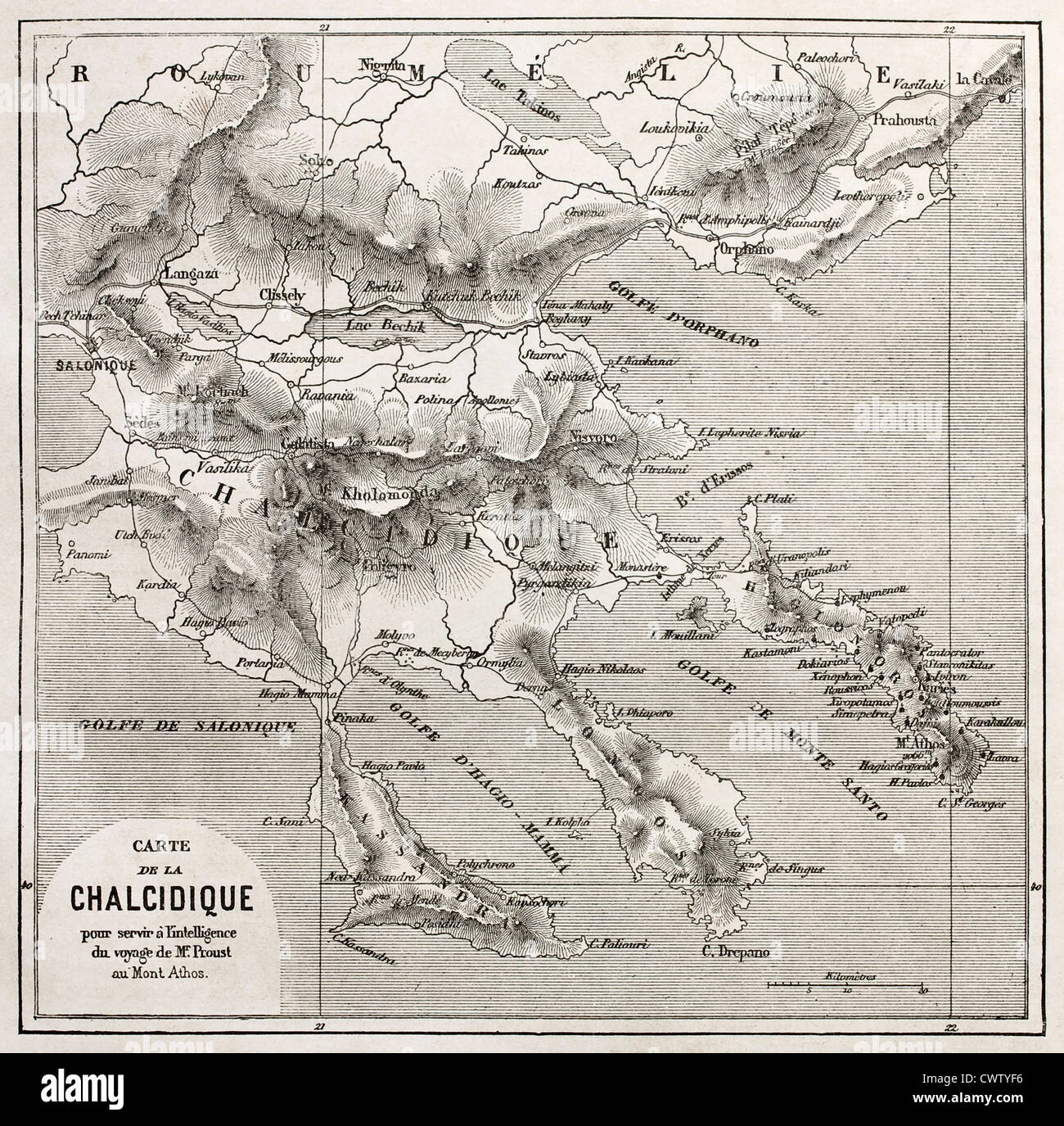 Chalkidiki old map Stock Photo