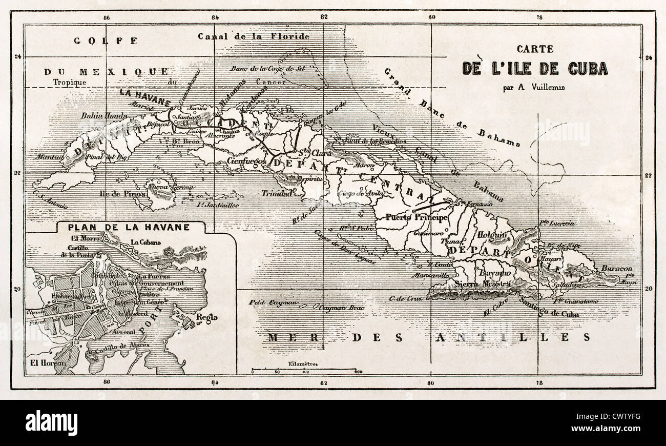 Cuba old map Stock Photo