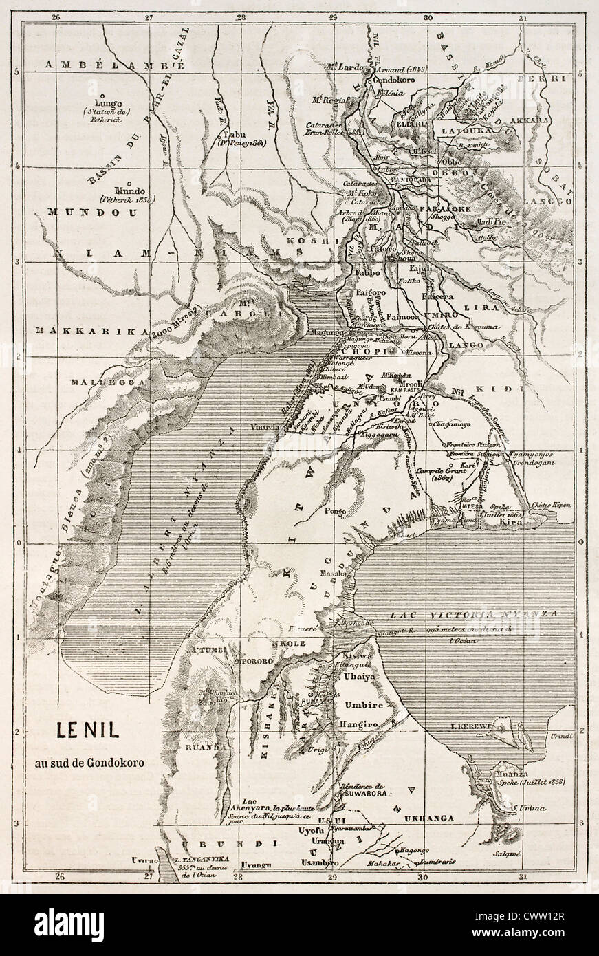 Alberta and Victoria lakes region old map Stock Photo - Alamy
