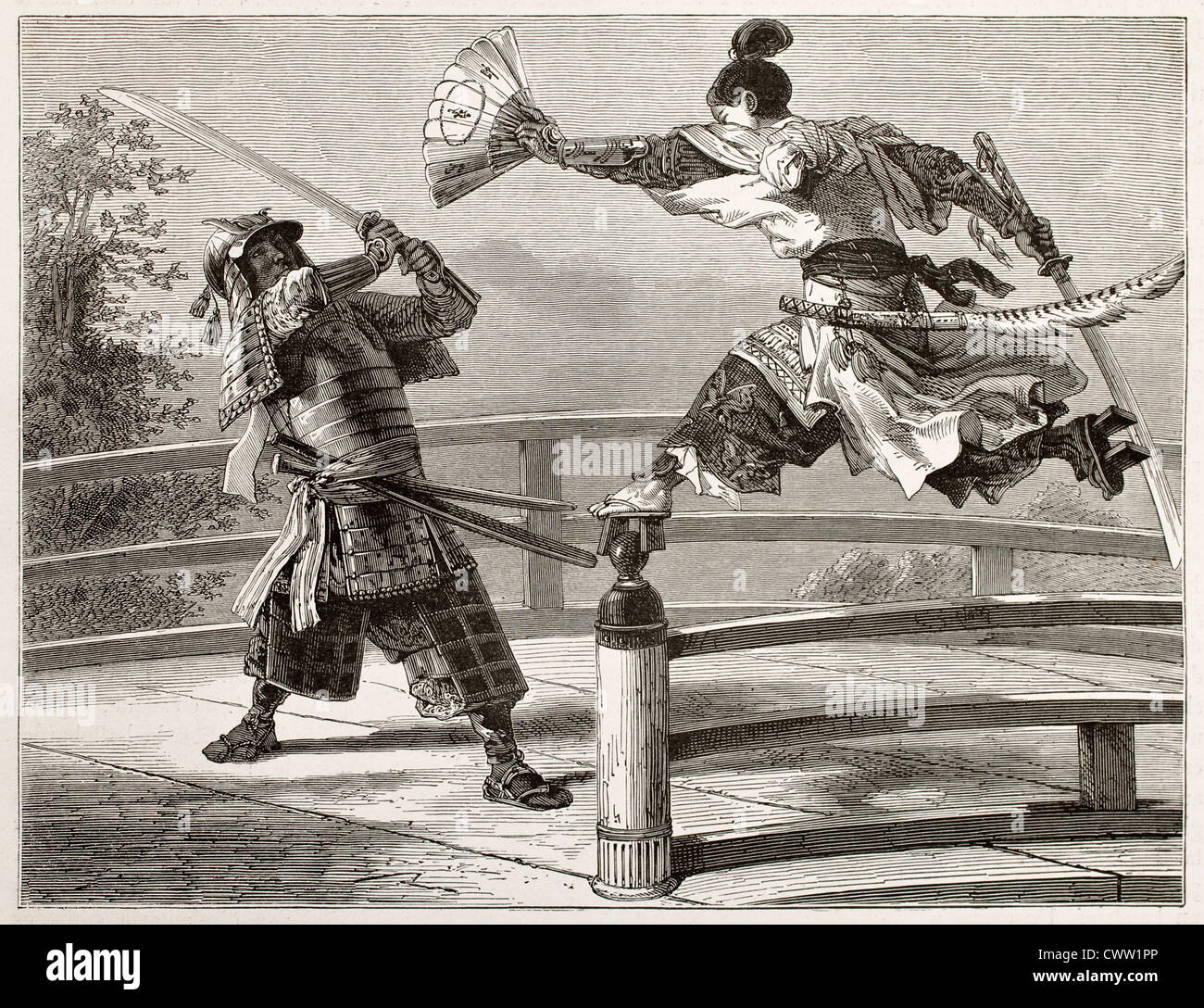 Youshitsune samurai fighting Stock Photo Alamy