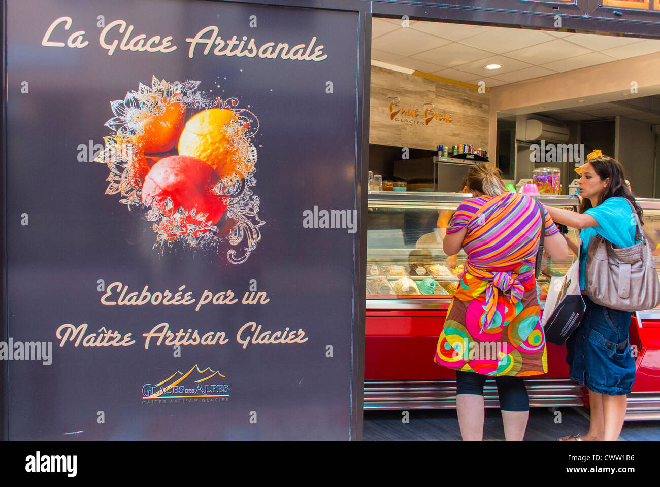 Perpignan, France, People Shopping, Women in Ice Cream Shop Stock Photo
