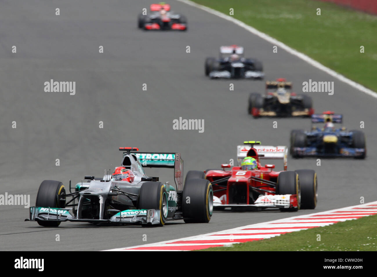 Michael Schumacher (Mercedes Benz F1) battles with Felipe Massa ...