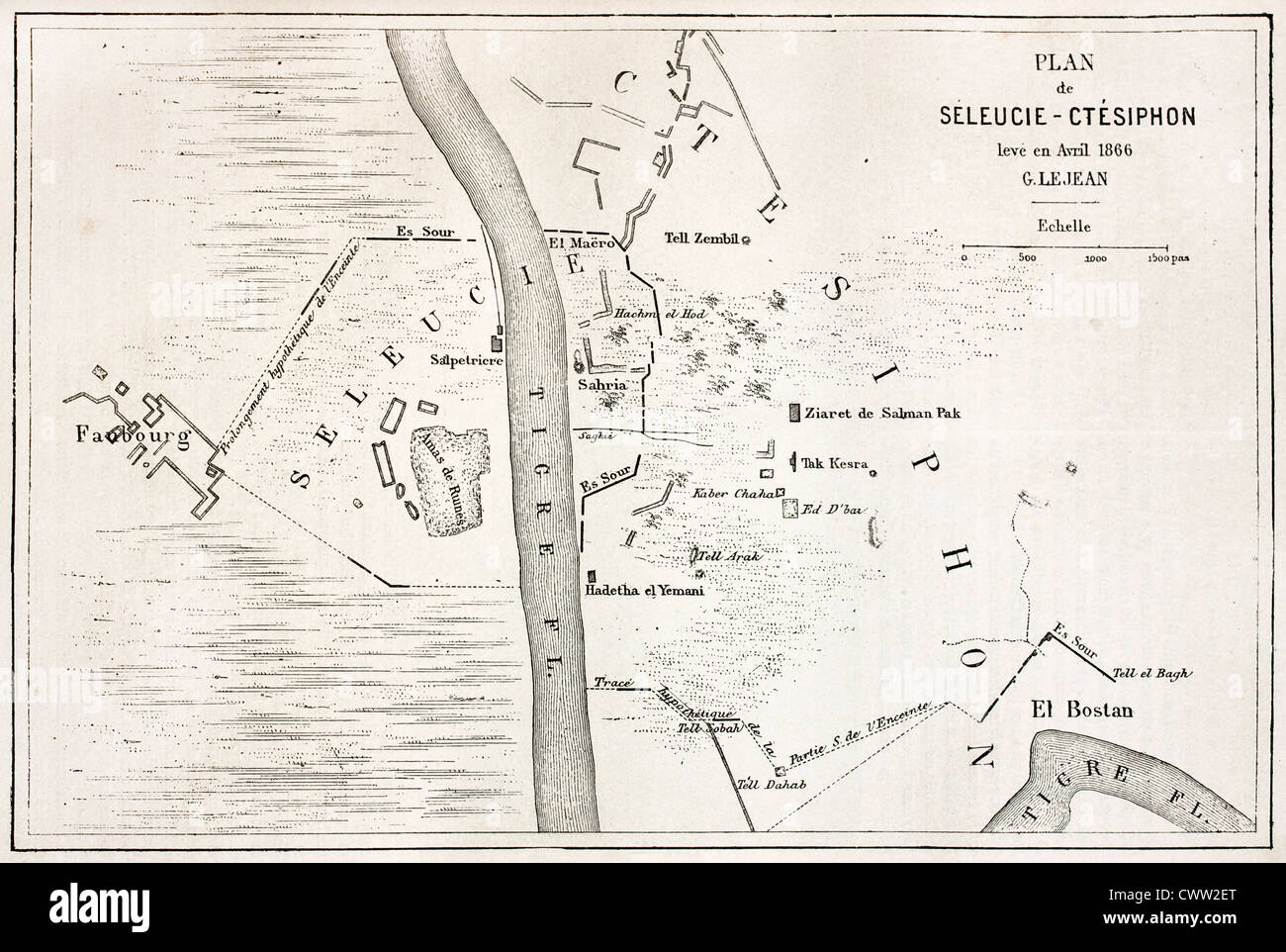 Seleucia and Ctesiphon old plan, Mesopotamia Stock Photo