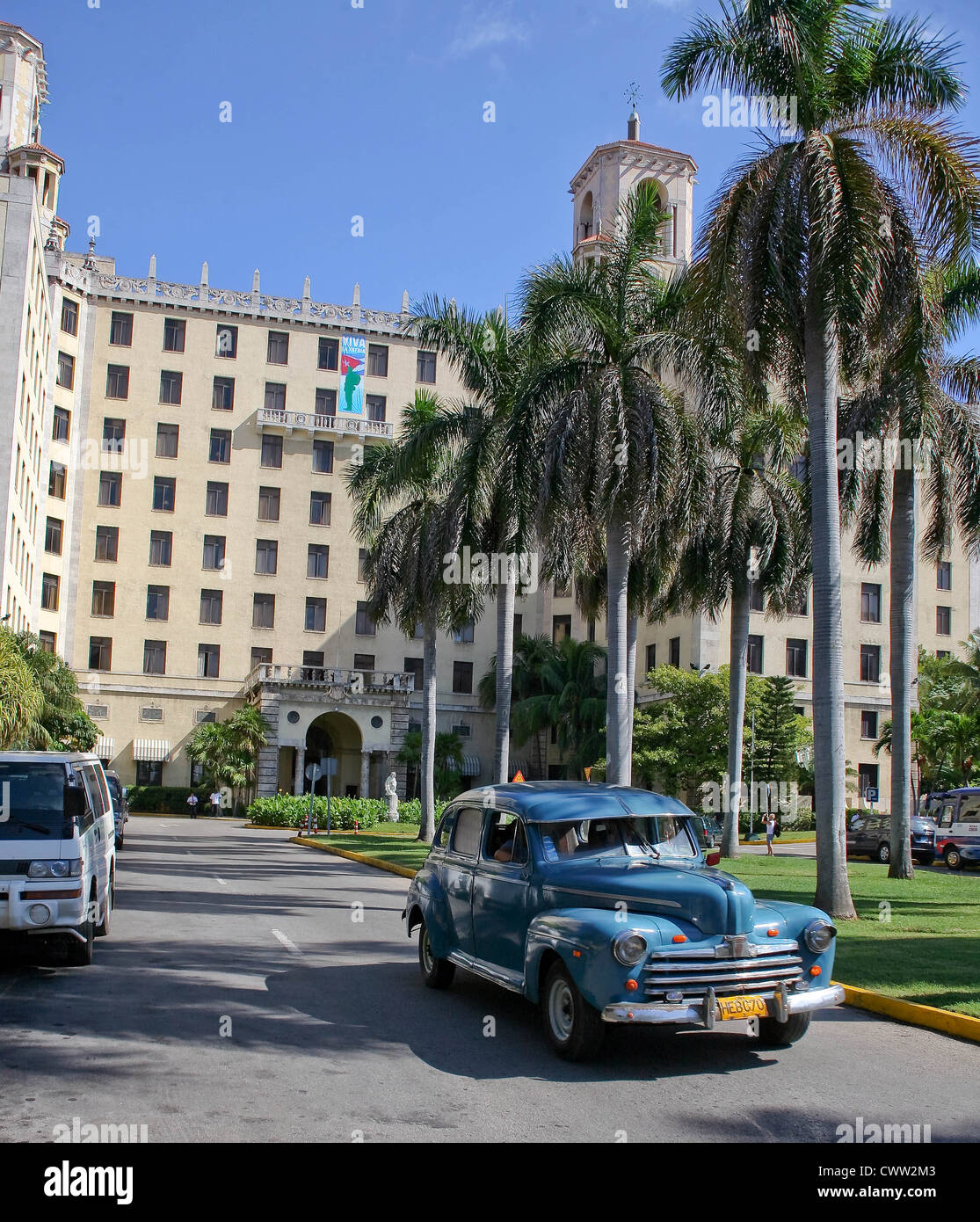 Front / main entrance to Nacional de Cuba hotel, Vedado, Plaza, Ciudad de la Habana, Havana, Cuba. Stock Photo