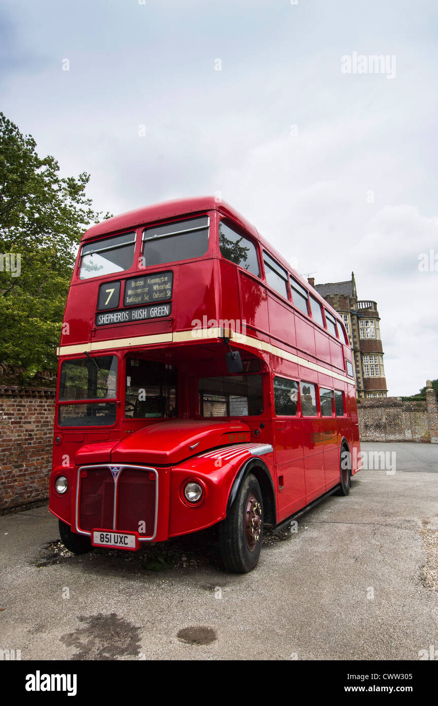 London Routemaster Bus, Burton Agnes Hall, Yorkshire Stock Photo