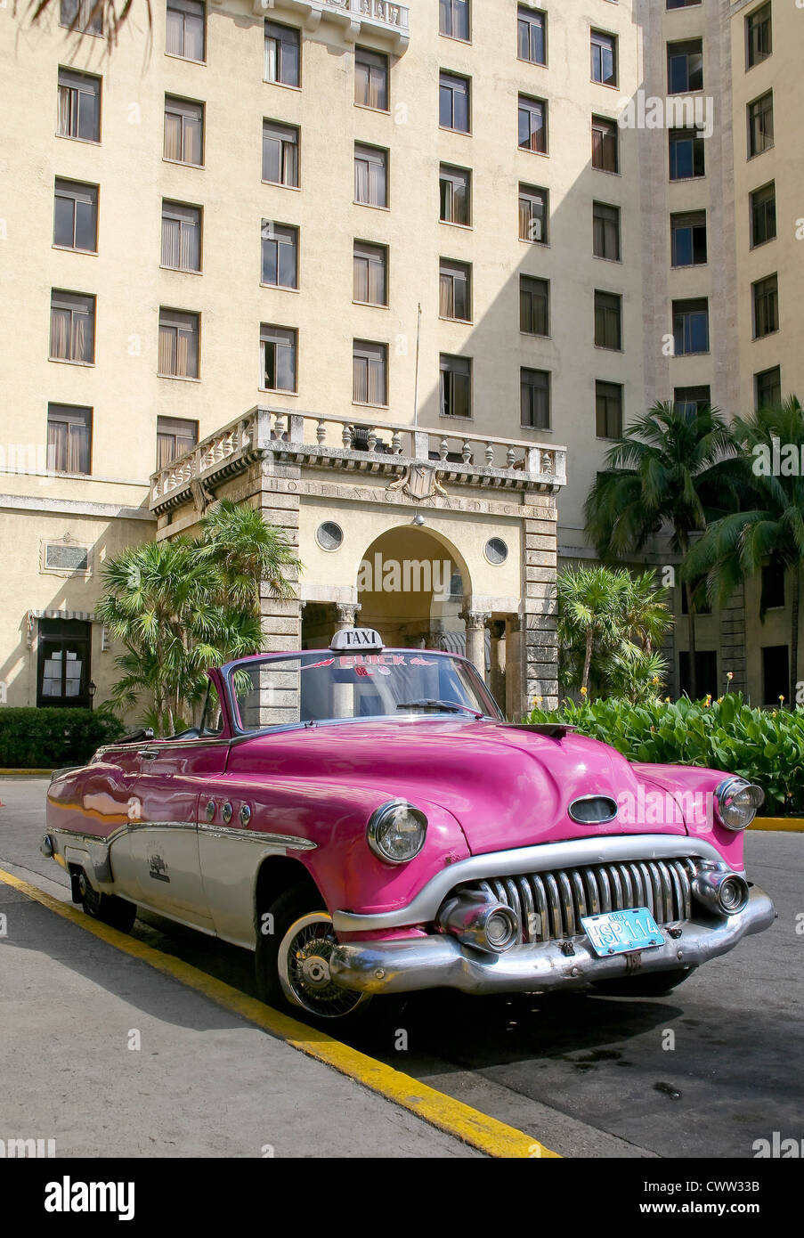 Front entrance of Nacional de Cuba hotel, Vedado, Plaza, Ciudad de la Habana, Havana, Cuba Stock Photo