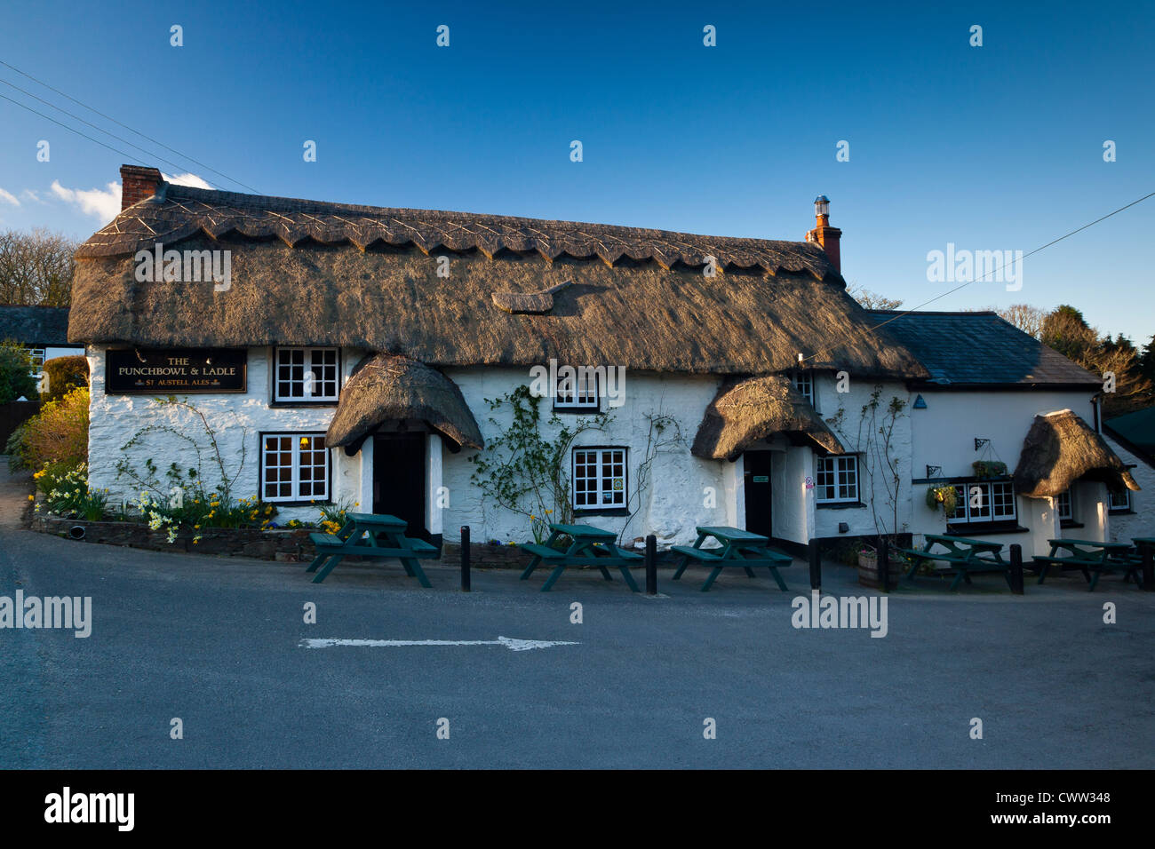 Punch Bowl And Ladle Thatched Pub And Blue Sky, Cornwall, South West